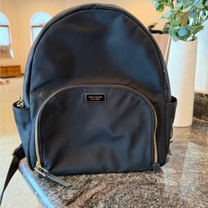 Kate Spade Black Nylon Backpack with Gold Accents